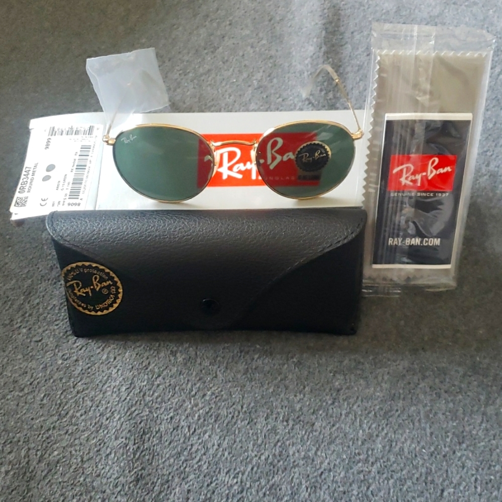 NWT Round Metal Ray•Ban 0RB3447 ARISTA G-15 GREEN